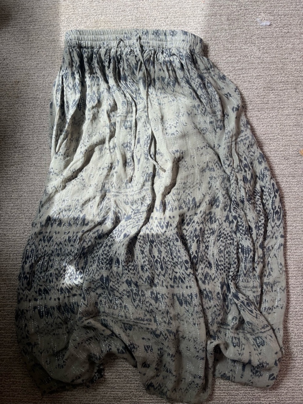Zara Beige and Black Patterned boho Maxi Skirt
